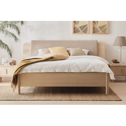 Omm Double Wooden Bed with Slanted Headboard - 140 x 200 cm
