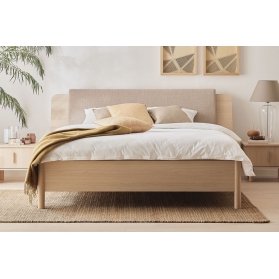 Lit coffre Omm en bois avec tête de lit inclinée - 160 x 200 cm