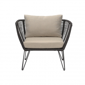 Set of 2 Mundo garden armchairs in black and taupe