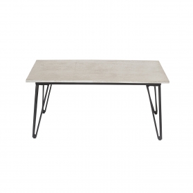 Table basse de jardin Mundo 90 x 60 cm en béton fibré gris et métal noir
