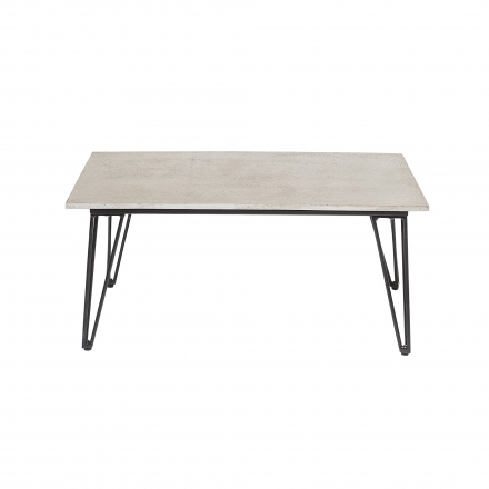 Mundo Garden Coffee Table, 90 x 60 cm, in gray fiber-reinforced concrete and black metal - Bloomingville