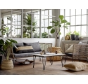 Table basse de jardin Mundo 90 x 60 cm en béton fibré gris et métal noir - Bloomingville
