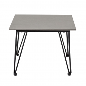 Table basse de jardin Mundo 55 x 55 cm en béton fibré gris et métal noir Bloomingville