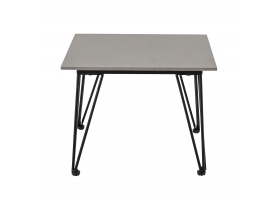 Mundo 55 x 55 cm Garden Coffee Table in Gray Fiber-Reinforced Concrete and Black Metal by Bloomingville