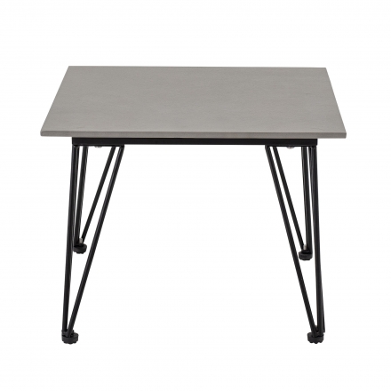 Table basse de jardin Mundo 55 x 55 cm en béton fibré gris et métal noir Bloomingville