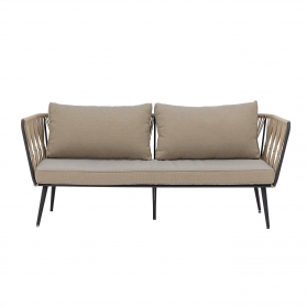 Canapé de jardin 2 places Pavone beige et noir - 174 cm