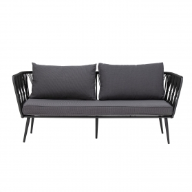 Canapé de jardin 2 places Pavone noir et gris - L. 174 cm