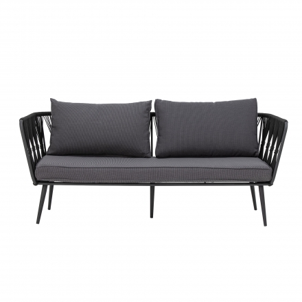 Canapé de jardin 2 places Pavone noir et gris, Bloomingville - L. 174 cm