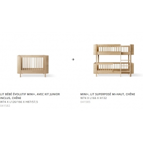 Conversion kit from Wood Mini+ to Wood Mini+ bunk bed - Oak