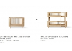 Kit de transformation du lit Wood Mini+ vers le lit superposé Wood Mini+ - Chêne