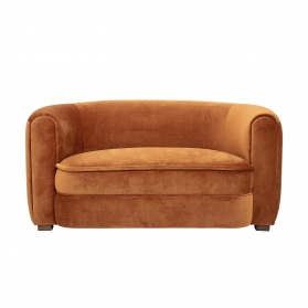 Malala 2-Seater Sofa in Orange Velvet - L. 152 cm