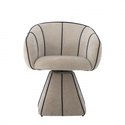 Semilie swivel armchair in beige velvet