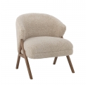 Camino armchair in beige bouclé and dark wood