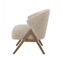 Fauteuil Camino en bouclette beige et bois foncé
