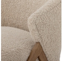 Fauteuil Camino en bouclette beige et bois foncé