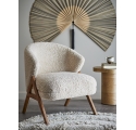 Camino armchair in beige bouclé and dark wood