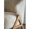 Fauteuil Camino en bouclette beige et bois foncé