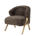 Fauteuil Camino en fausse fourrure marron et bois clair