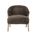 Camino armchair in brown faux fur and light wood