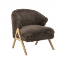 Fauteuil Camino en fausse fourrure marron et bois clair