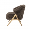 Fauteuil Camino en fausse fourrure marron et bois clair