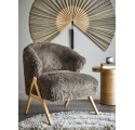 Fauteuil Camino en fausse fourrure marron et bois clair