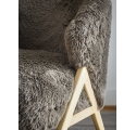 Camino armchair in brown faux fur and light wood