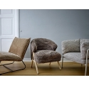 Fauteuil Camino en fausse fourrure marron et bois clair
