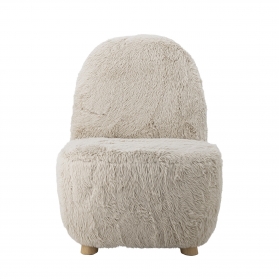 Fauteuil Yvona en tissu beige clair et bois d'hévéa
