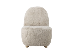 Fauteuil Yvona en tissu beige clair et bois d'hévéa