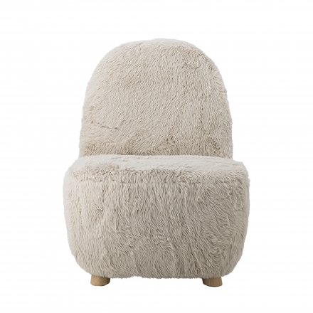 Fauteuil Yvona en tissu beige clair et bois d'hévéa