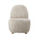 Fauteuil Yvona en tissu beige clair et bois d'hévéa