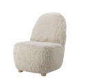 Fauteuil Yvona en tissu beige clair et bois d'hévéa