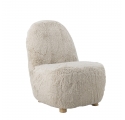 Fauteuil Yvona en tissu beige clair et bois d'hévéa