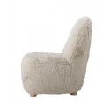Fauteuil Yvona en tissu beige clair et bois d'hévéa