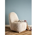 Fauteuil Yvona en tissu beige clair et bois d'hévéa
