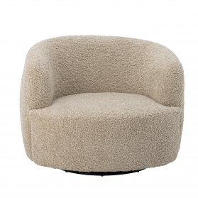 Fauteuil pivotant Bocca en bouclette beige