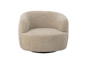 Bocca swivel armchair in beige bouclé