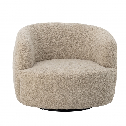 Bocca swivel armchair in beige bouclé