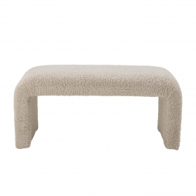 Bobbie bench in white bouclé