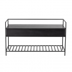 Banc coffre Abelone en bois de manguier noir