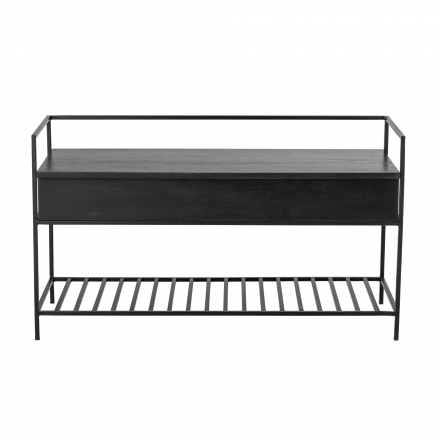 Banc coffre Abelone en bois de manguier noir