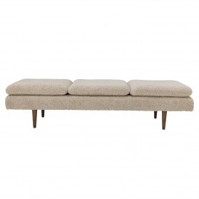 Canapé méridienne Pione beige en tissu bouclette