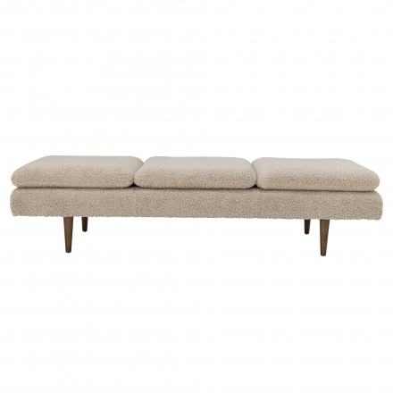 Canapé méridienne Pione beige en tissu bouclette