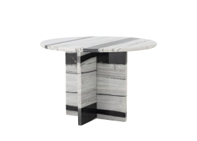 Table basse ronde Rosito en marbre blanc et noir Ø61 cm