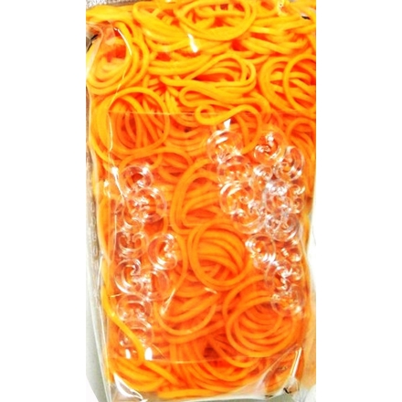 Rainbow Loom ~Pack of 600 orange rubber bands and 24 C-clips~