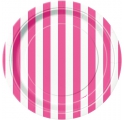 Pink Lollipop ~Set de 8 assiettes rayées rose et blanc~