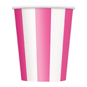 Lollipop pink ~Pack of 6 Hot Pink Stripes cups~