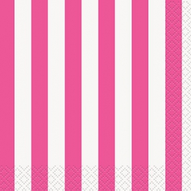 Lollipop pink ~Pack of 16 hot pink stripe napkins~
