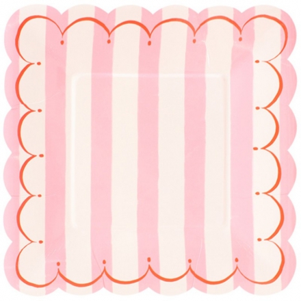 Toot Sweet Aqua Stripe ~Pack of 8 plates~